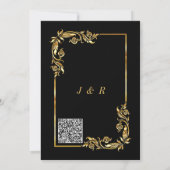 Zwart en Goud QR Code Huwelijksuitnodiging Sjabloo (Achterkant)