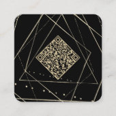 Zwart en goud | QR-code Vierkante Visitekaartje (Voorkant)