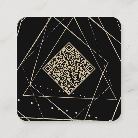Zwart en goud | QR-code Vierkante Visitekaartje (Voorkant)