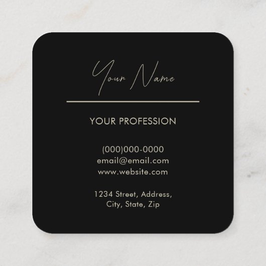 Zwart en goud | QR-code Vierkante Visitekaartje (Achterkant)