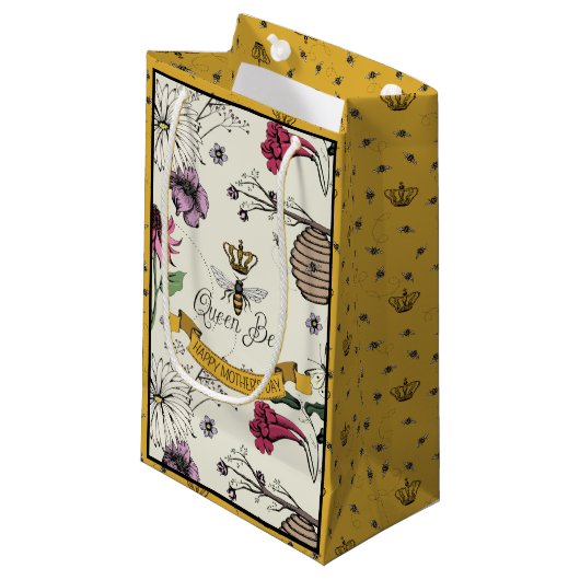 Zwart en Goud Queen Bee Moederdag Foto Klein Cadeauzakje (Voorkant Gekanteld)