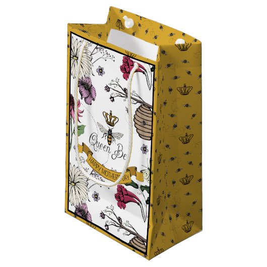 Zwart en Goud Queen Bee Moederdag Foto Klein Cadeauzakje (Voorkant Gekanteld)