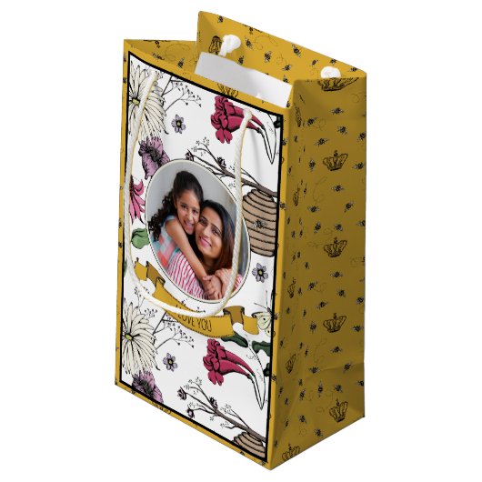 Zwart en Goud Queen Bee Moederdag Foto Klein Cadeauzakje (Achterkant Gekanteld)