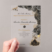 Zwart en goud Quinceañera Acryl Uitnodigingen (Insitu (Draagbaar))