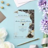 Zwart en goud Quinceañera Acryl Uitnodigingen (Insitu (Huwelijk))