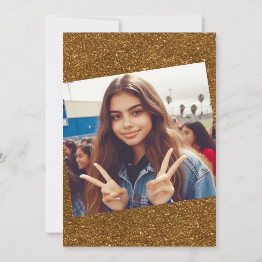 Zwart en goud Quinceañera Kaart (Achterkant)