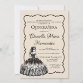 Zwart en goud Quinceañera Kaart (Voorkant)