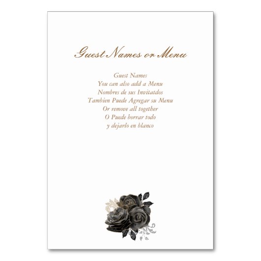 Zwart en Goud Quinceañera Tafelnummer Kaart (Achterkant)