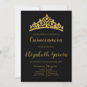 Zwart en goud quinceañera uitnodigen kaart (Voorkant)