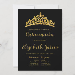 Zwart en goud quinceañera uitnodigen kaart
