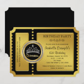 Zwart en Goud Quinceanera Verjaardagsfeest Kaart (Voorkant / Achterkant)