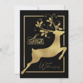 Zwart en goud rendieren vrolijke kerstwensen feestdagenkaart (Voorkant)