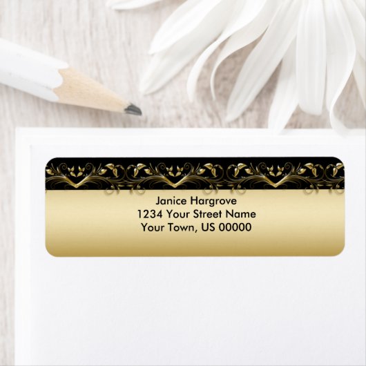  zwart en goud retour adreslabel etiket (Insitu)