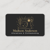 Zwart en Goud Retro naaimachine naaister Visitekaartje (Voorkant)