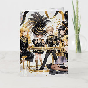 Zwart en goud, Rijke luxe, Moulin rouge stijl Folie Wenskaart
