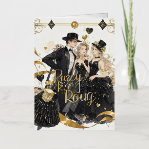 Zwart en goud, Rijke luxe, Moulin rouge stijl Folie Wenskaart