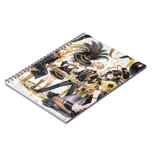 Zwart en goud, Rijke luxe, Moulin rouge stijl Notitieboek (Linkerzijde)