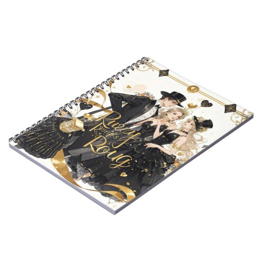 Zwart en goud, Rijke luxe, Moulin rouge stijl Notitieboek (Linkerzijde)