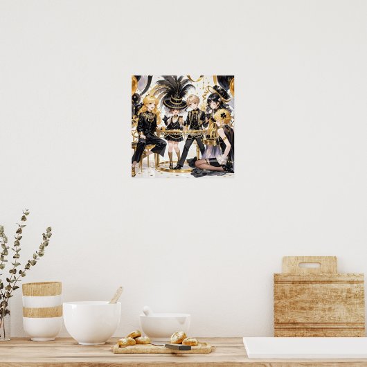 Zwart en goud, Rijke luxe, Moulin rouge stijl Poster (Keuken)