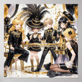 Zwart en goud, Rijke luxe, Moulin rouge stijl Poster (Voorkant)