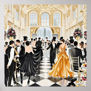 Zwart en goud, Rijke luxe, Moulin rouge stijl Poster