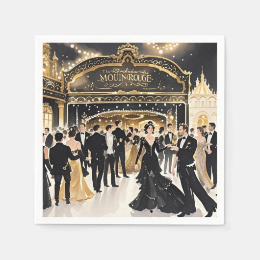 Zwart en goud, Rijke luxe, Moulin rouge stijl Servet (Voorkant)