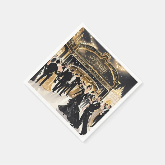 Zwart en goud, Rijke luxe, Moulin rouge stijl Servet (Hoek)