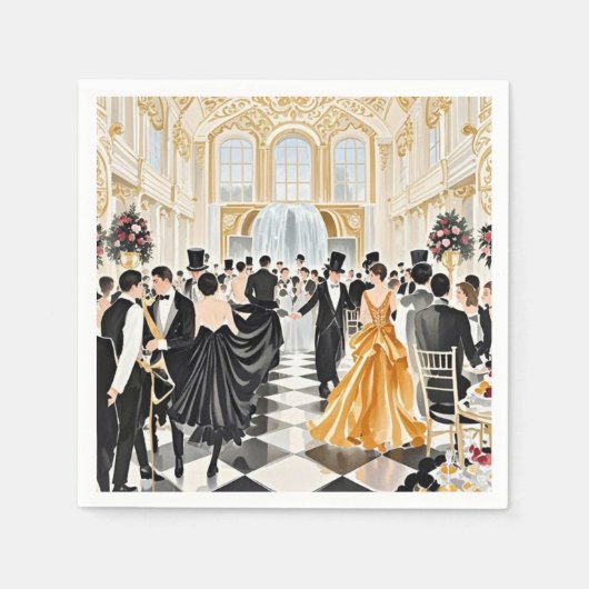 Zwart en goud, Rijke luxe, Moulin rouge stijl Servet (Voorkant)