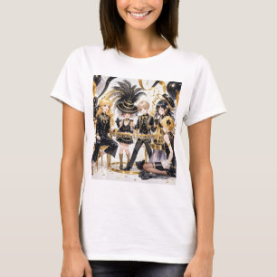 Zwart en goud, Rijke luxe, Moulin rouge stijl T-shirt