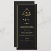 Zwart en Goud Roaring 20s Gatsby Wedding Menu (Voorkant / Achterkant)