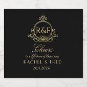 Zwart en Goud Roaring 20s Gatsby Wedding Sparkling Wijnetiket (Enkel label)