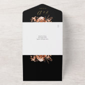 Zwart en goud roestige bloemencode QR Code herfstt All In One Uitnodiging (Buitenkant)