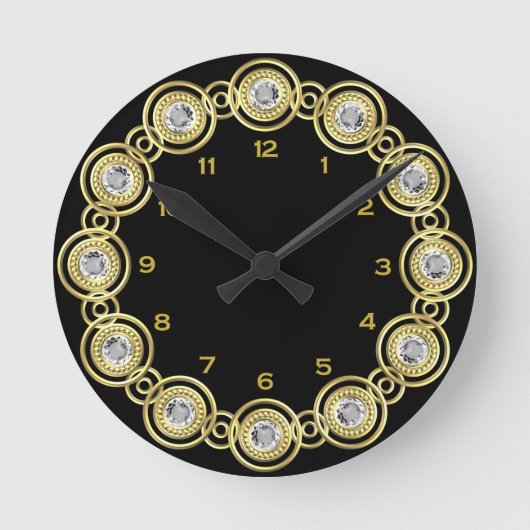 Zwart en goud rond horloge ronde klok (Voorkant)