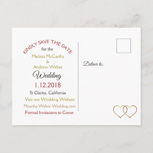Zwart en Goud Rood Rose Save the Date Briefkaarten (Achterkant)
