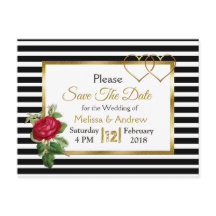 Zwart en Goud Rood Rose Save the Date Briefkaarten