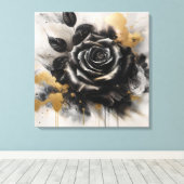 Zwart en goud Roos Canvas Afdruk (Insitu (Houten vloer))