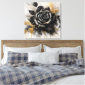 Zwart en goud Roos Canvas Afdruk (Insitu (Slaapkamer))
