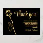 Zwart en Goud Roos knop Dank u kaart (Voorkant)