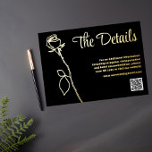 Zwart en Goud Roos knop QR code Details kaart