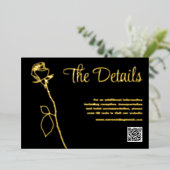 Zwart en Goud Roos knop QR code Details kaart (Staand Voorkant)