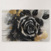 Zwart en goud Roos Legpuzzel (Horizontaal)
