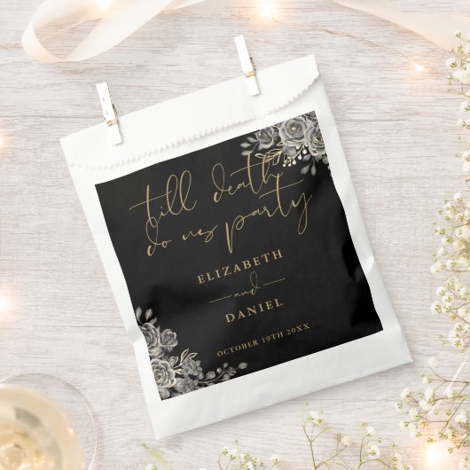 Zwart en Goud Rozen Bloemen Gotische Bruiloft Bedankzakje (Geknipt)