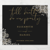 Zwart en Goud Rozen Bloemen Gotische Bruiloft Bier Etiket (Enkel label)