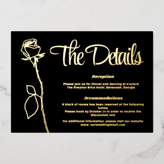 Zwart en Goud Rozen knop Detail kaart (Voorkant)