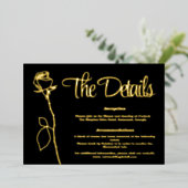 Zwart en Goud Rozen knop Detail kaart (Staand Voorkant)