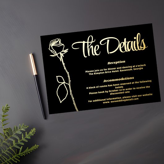 Zwart en Goud Rozen knop Detail kaart