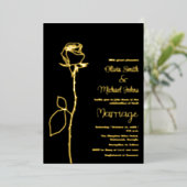 Zwart en Goud Rozen knop Elegante bruiloft uitnodi Folie Feestdagenkaart (Staand Voorkant)