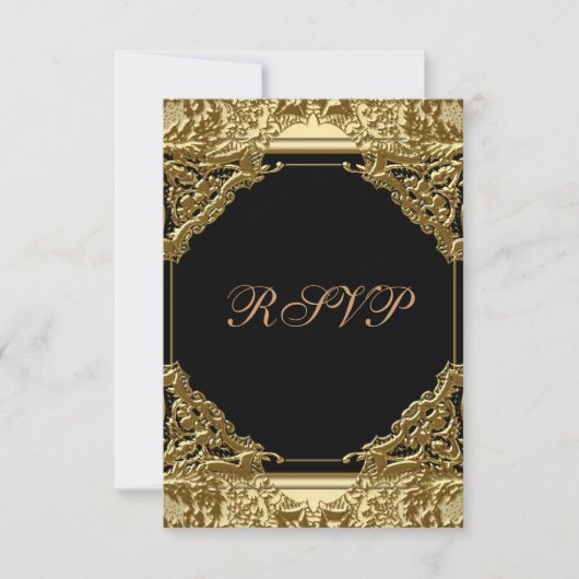 Zwart en goud RSVP Kaartje (Voorkant)