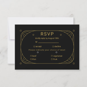 Zwart en Goud  RSVP Kaartje