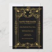 Zwart en Goud Rustiek Save The Date Uitnodiging (Voorkant)